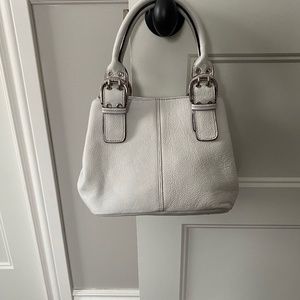 Tignanello White Leather Satchel Purse